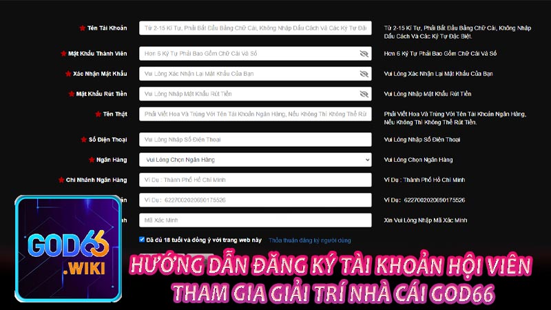 Hướng dẫn đăng ký tài khoản hội viên tham gia giải trí nhà cái GOD66