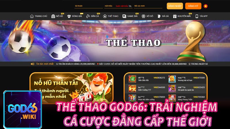 Thể thao God66: Trải nghiệm cá cược đẳng cấp thế giới